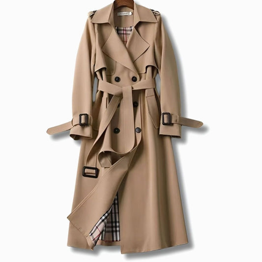 Frieda | Damen Klassischer Taillierter Trenchcoat für den Winter mit Gürtel