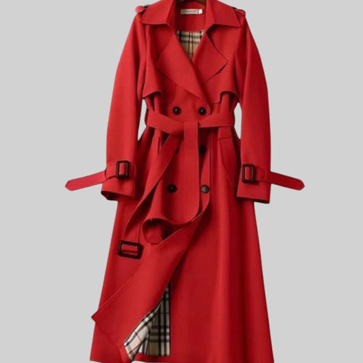 Frieda | Damen Klassischer Taillierter Trenchcoat für den Winter mit Gürtel