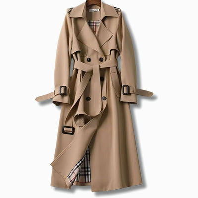 Frieda | Damen Klassischer Taillierter Trenchcoat für den Winter mit Gürtel