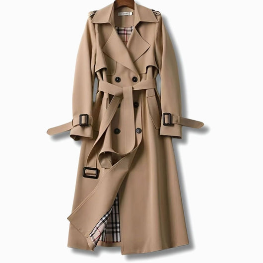 Frieda | Damen Klassischer Taillierter Trenchcoat für den Winter mit Gürtel
