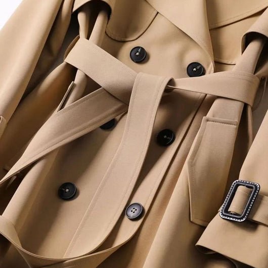 Frieda | Damen Klassischer Taillierter Trenchcoat für den Winter mit Gürtel