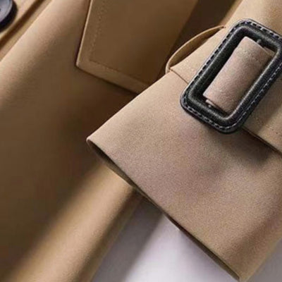Frieda | Damen Klassischer Taillierter Trenchcoat für den Winter mit Gürtel