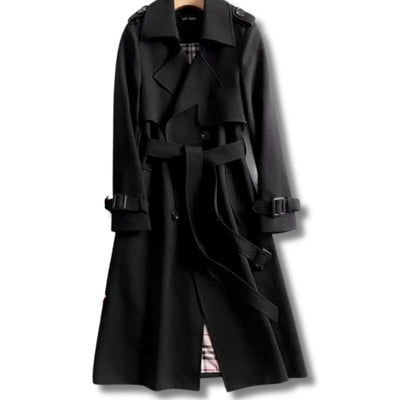Frieda | Damen Klassischer Taillierter Trenchcoat für den Winter mit Gürtel
