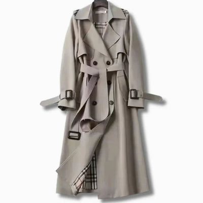 Frieda | Damen Klassischer Taillierter Trenchcoat für den Winter mit Gürtel