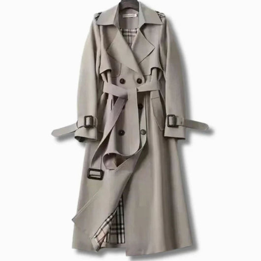 Frieda | Damen Klassischer Taillierter Trenchcoat für den Winter mit Gürtel