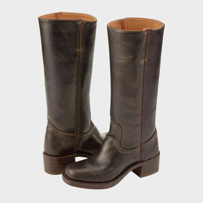 Mia | Damen Kniehohe Lederstiefel im klassischen Western-Stil