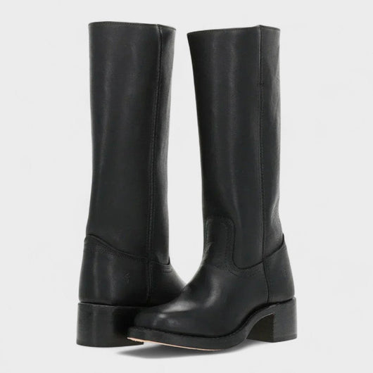 Mia | Damen Kniehohe Lederstiefel im klassischen Western-Stil