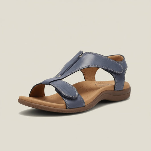 Greta | Damen Komfortable Sandalen T-Strap Klettverschluss Offene Zehenpartie