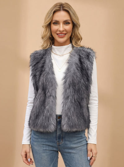 Frieda | Damen Kunstfell-Bodywarmer mit Innenfutter Ärmellose Weste