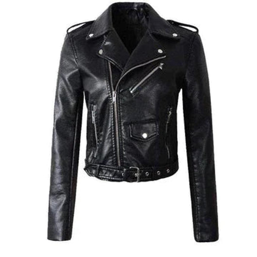 Annika | Damen Kunstleder Bikerjacke Kurzjacke mit Reißverschluss