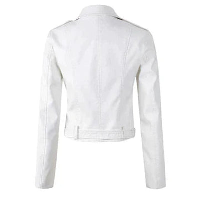 Annika | Damen Kunstleder Bikerjacke Kurzjacke mit Reißverschluss