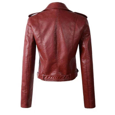 Annika | Damen Kunstleder Bikerjacke Kurzjacke mit Reißverschluss