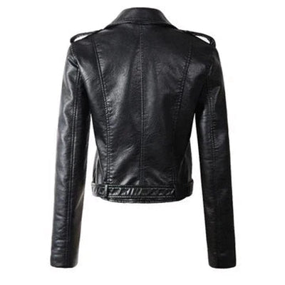 Annika | Damen Kunstleder Bikerjacke Kurzjacke mit Reißverschluss