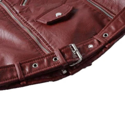 Annika | Damen Kunstleder Bikerjacke Kurzjacke mit Reißverschluss