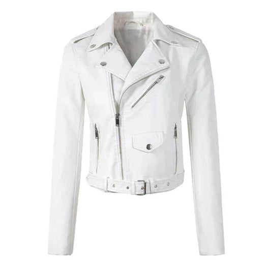 Annika | Damen Kunstleder Bikerjacke Kurzjacke mit Reißverschluss