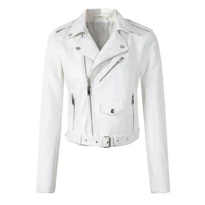 Annika | Damen Kunstleder Bikerjacke Kurzjacke mit Reißverschluss