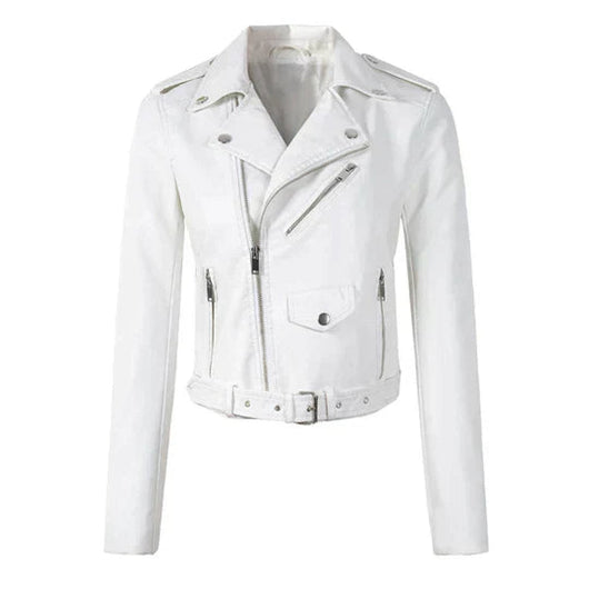 Annika | Damen Kunstleder Bikerjacke Kurzjacke mit Reißverschluss