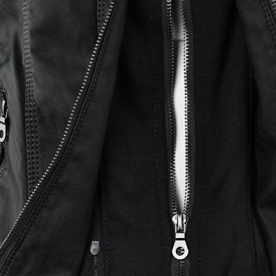 Annika | Damen Kunstleder Kapuzenjacke mit Reißverschluss Taillierter Women Coat