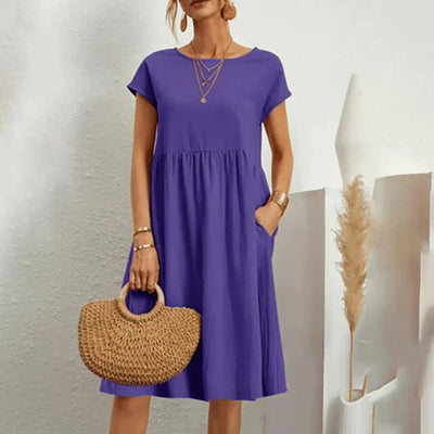 Elfriede | Damen Kurzarm Sommerkleid mit Rüschendetail und Taschen