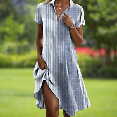 Marie | Damen Kurzarm V-Ausschnitt Sommerkleid Ornamentmuster Boho