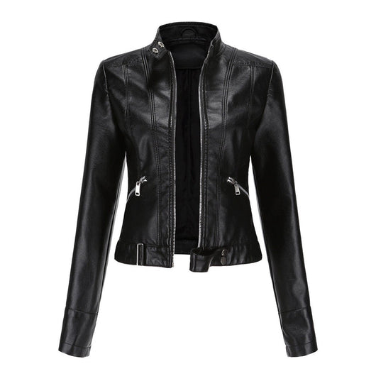 Hannah | Damen Kurzgeschnittene Biker Kunstleder Jacke mit Reißverschluss