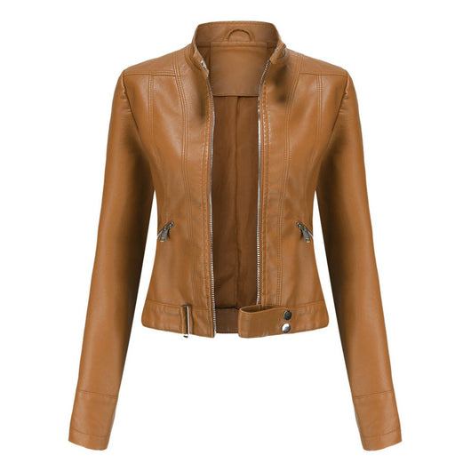 Hannah | Damen Kurzgeschnittene Biker Kunstleder Jacke mit Reißverschluss