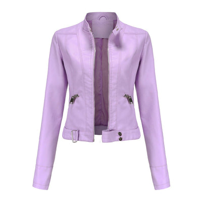 Hannah | Damen Kurzgeschnittene Biker Kunstleder Jacke mit Reißverschluss
