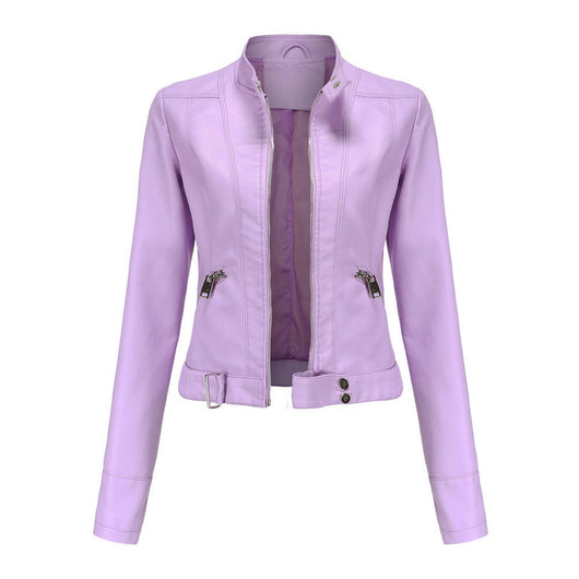 Hannah | Damen Kurzgeschnittene Biker Kunstleder Jacke mit Reißverschluss
