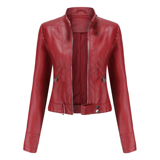 Hannah | Damen Kurzgeschnittene Biker Kunstleder Jacke mit Reißverschluss