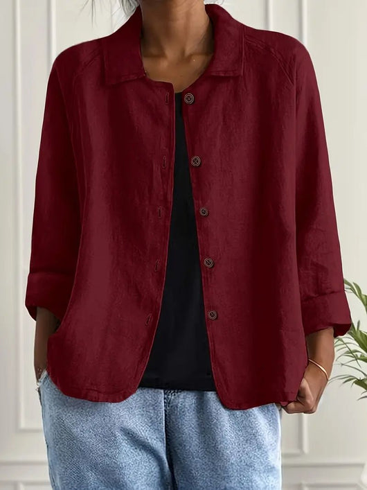 Lena | Damen Langarm-Blazer mit Kragen und Knopfleiste Relaxed Fit