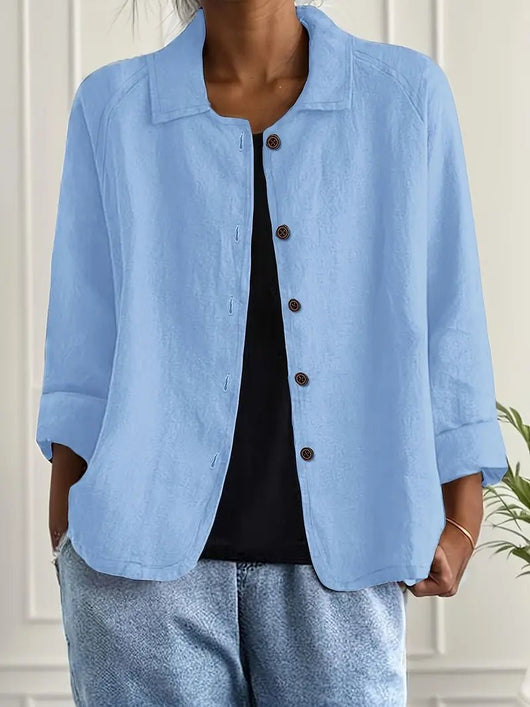 Lena | Damen Langarm-Blazer mit Kragen und Knopfleiste Relaxed Fit