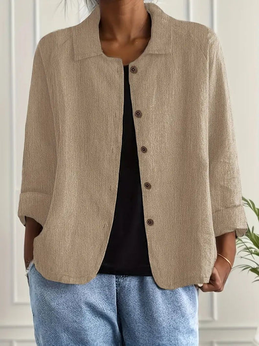 Lena | Damen Langarm-Blazer mit Kragen und Knopfleiste Relaxed Fit