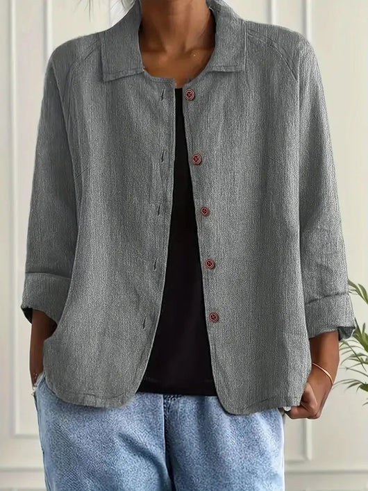 Lena | Damen Langarm-Blazer mit Kragen und Knopfleiste Relaxed Fit