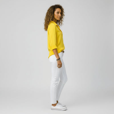 Sophie | Damen Langarm-Bluse mit Hemdkragen aufgeknöpftem Vorderteil