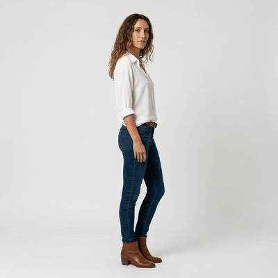 Sophie | Damen Langarm-Bluse mit Hemdkragen aufgeknöpftem Vorderteil
