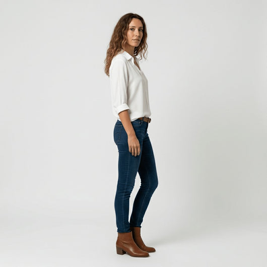 Sophie | Damen Langarm-Bluse mit Hemdkragen aufgeknöpftem Vorderteil