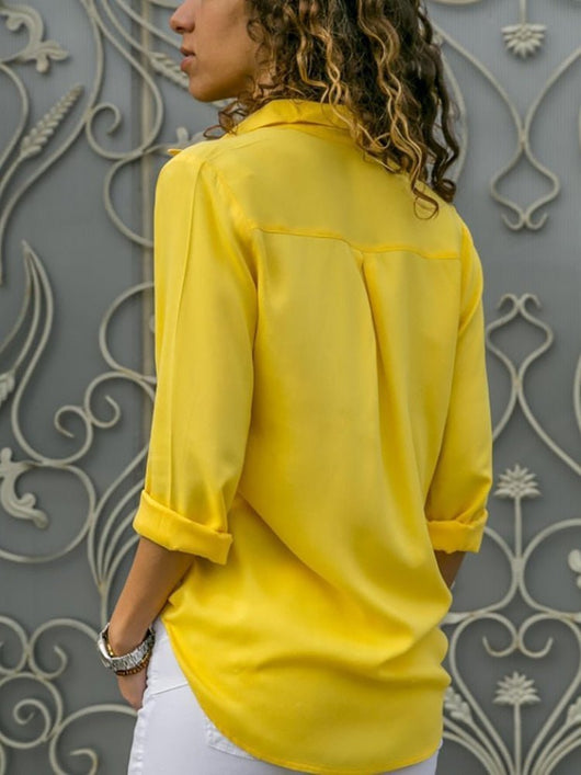 Elfriede | Damen Langarm-Bluse mit Kragen und Knopfleiste in Relaxed Fit