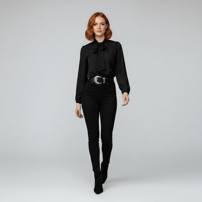 Sophie | Damen Langarm-Bluse Schleifenkragen Relaxed-Fit Büro