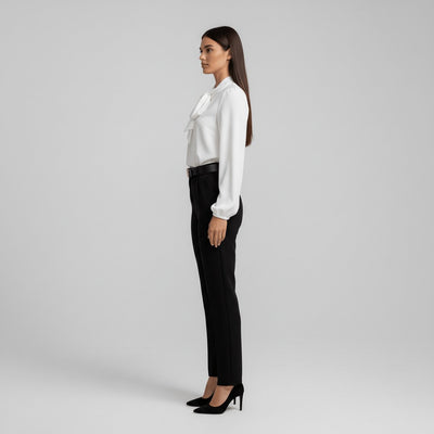 Sophie | Damen Langarm-Bluse Schleifenkragen Relaxed-Fit Büro