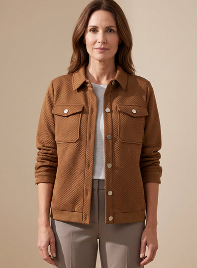 Johanna | Damen Langarm-Steppjacke mit Reißverschluss Brusttaschen Hemdkragen