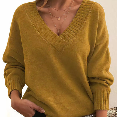 Greta | Damen Langarm V-Ausschnitt Cashmere-Blend Strick Sweater