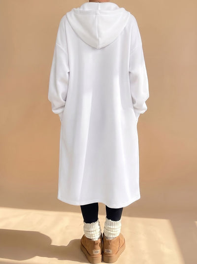 Frieda | Damen Lange Kapuzenjacke mit Reißverschluss Relaxed Fit