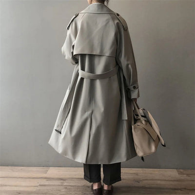 Marlene | Damen Langer Wasserabweisender Doppelreihiger Trench Coat