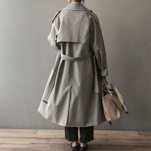 Marlene | Damen Langer Wasserabweisender Doppelreihiger Trench Coat