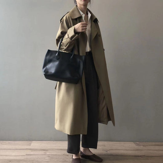 Marlene | Damen Langer Wasserabweisender Doppelreihiger Trench Coat