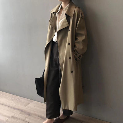 Marlene | Damen Langer Wasserabweisender Doppelreihiger Trench Coat