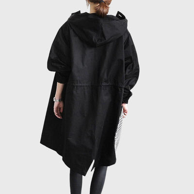 Clara | Damen Langer Wasserabweisender Kapuzen-Trenchcoat Weite Passform