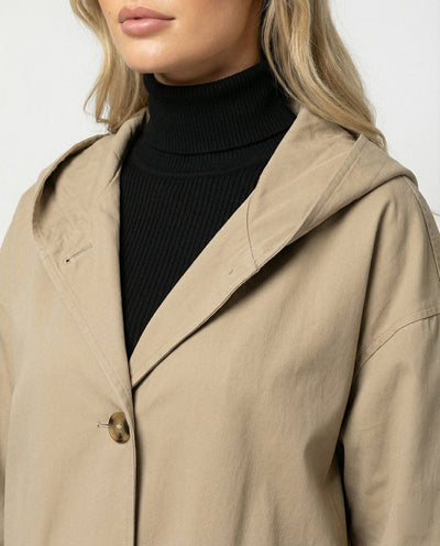 Annika | Damen Langer Wasserabweisender Windproof Trench Coat mit Kapuze