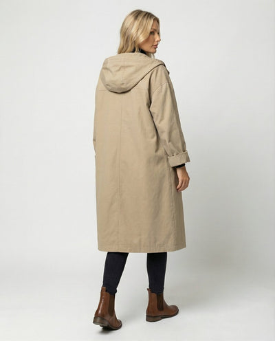 Annika | Damen Langer Wasserabweisender Windproof Trench Coat mit Kapuze