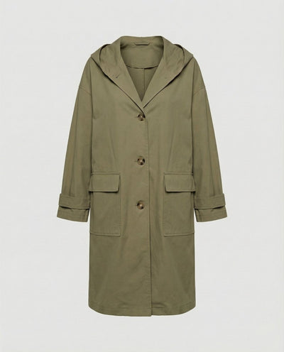 Annika | Damen Langer Wasserabweisender Windproof Trench Coat mit Kapuze